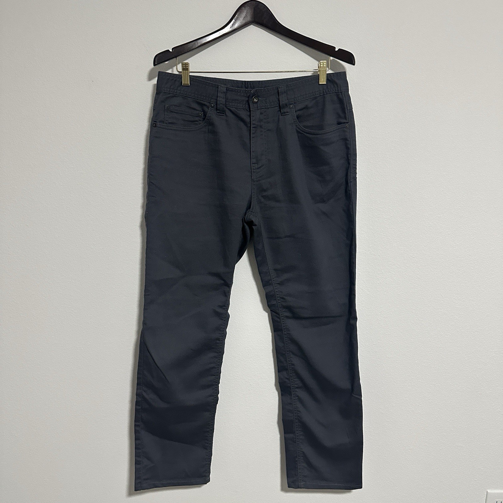 Prana Mens Pants Brion Slim Fit Size 32x32 Gray 5 Pocket Nylon Lightweight