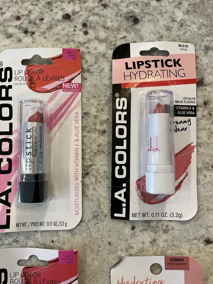 Lot Of 8 L.A. Colors Lipstick Cherry Red Nectarine Sorbet Main Squeeze - Image 3 of 4