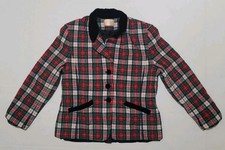 Pendleton Wool Plaid Blazer Velvet Collar Women s Size 16