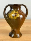 Roseville Pottery Rozane Standard Glaze Floral Twisted 2 handle Vase #874
