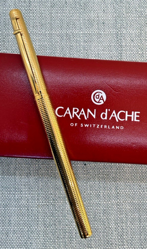 CARAN d'ACHE Madison Cisele 23 K GP BRASS M 14K nib Fountain Pen Swiss Boxed