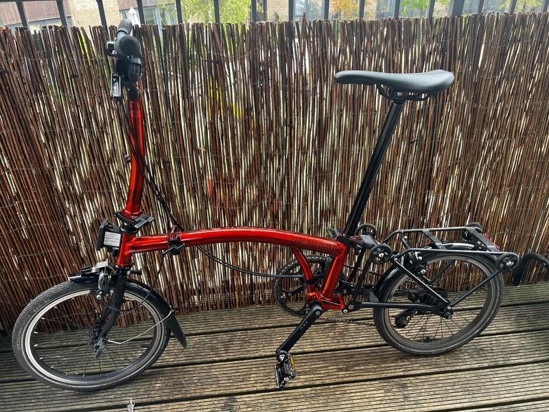 Brompton P Line 4 Speed Flamed Lacquer Mid Handlebar Marathon Plus Tyres