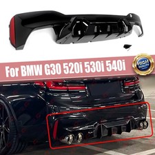 FOR BMW 5 SERIES G30 G31 GLOSSY BLACK REAR BUMPER DIFFUSER M5 COMPETITION LOOK