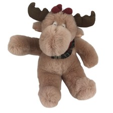 Vintage Commonwealth Moose Plush 12" Red Bow Scarf 1993 Christmas Stuffed Animal