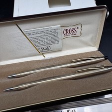 Vintage CROSS 10kt Gold Filled Pen  Pencil Set 4501 Calcomp Logo Original Box