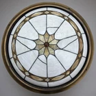 Antique Tiffany Leaded Slag Stained Glass Light Fixture Flush Dome Ceiling Mount