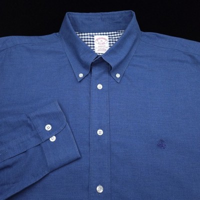 Brooks Brothers Button Dress Shirt -XL Navy Blue Oxford -Golden Fleece-  Madison | eBay