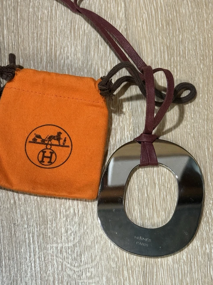 Hermes ожерелье осени Mauves винтажный EUC с тканевой сумкой ювелирных изделий дизайнер - Изображение 2 из 4