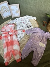 Newborn Girls Carters Footie Pajamas 3 Hoodie Fleece  Cotton Owl Sheep Plaid