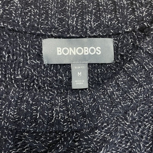 NEW Bonobos Cable Knit Pullover Sweater Navy Blue Medium Men - Picture 4 of 9