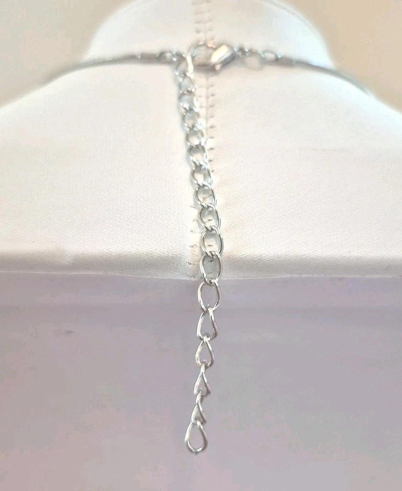 Collar de cadena de 1 mm eslabones flotantes tono plata estrás negro azabache de moda 16" Foto 4 de 4