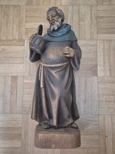 Holzfigur Gilde Handwerk M&ouml;nch mit Bierkrug 45cm hoch