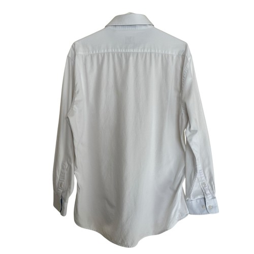 XMI Platinum | White Textured Buttoned Long Sleeve Dress Shirt Men 17.5 34-35 - Afbeelding 4 van 5