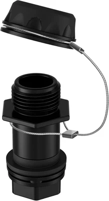 Black Cooler Drain Plug Replacement with Stainless Steel Tether, Leak-Proof D... - Picture 1 of 12