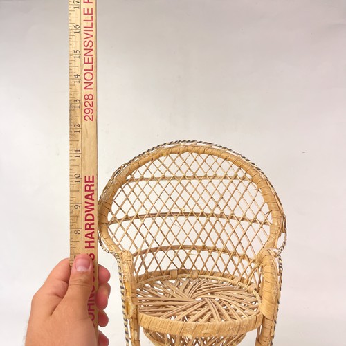 LOT OF 3 Vintage Wicker Peacock Fan Back Rattan Chair Doll Or Plant Stand - Picture 22 of 22