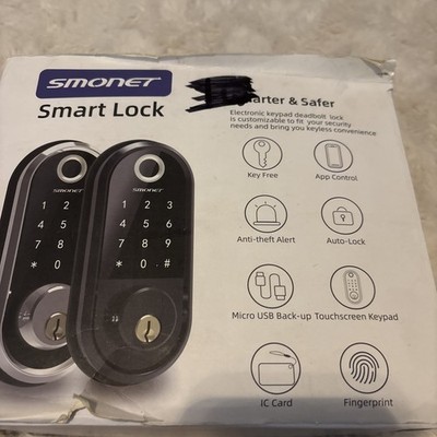 SMONET Fingerprint Smart Lock Electronic Keypad Deadbolt Keyless Entry Door Lock