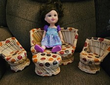 Luckymorden 4 Pcs Baby Mudda Set with Sofa, 2 Chair &Table & A Doll Decor & Play