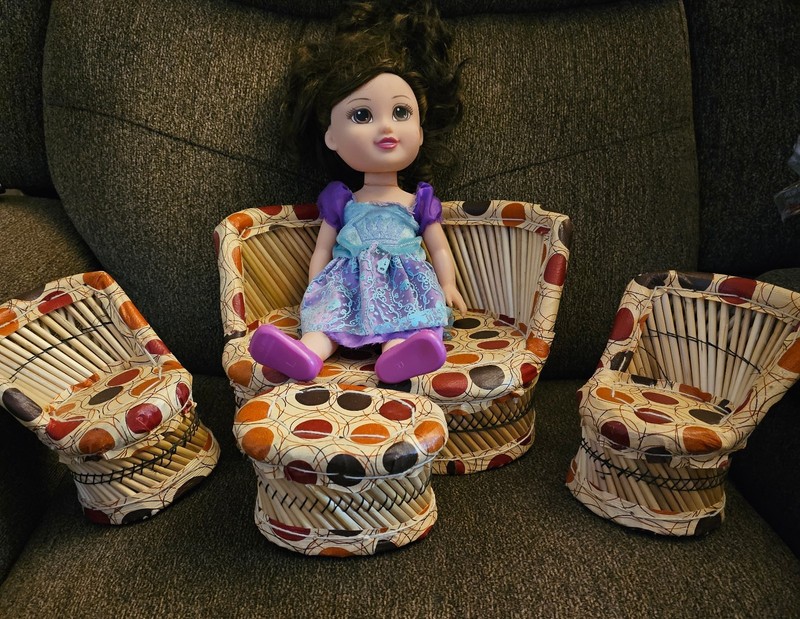 Luckymorden 4 Pcs Baby Mudda Set with Sofa, 2 Chair &Table & A Doll Decor & Play