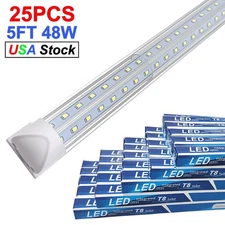 25 Pack LED T8 Integrated Single Fixture 5FT 48W LED Shop Ceiling Under Lights
