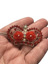 Red Crystal Rhinestones Crown Hair Clip 2.5