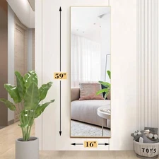 59" Full Length Mirror Standing Hanging or Leaning Against Wall Rectangle Mirror