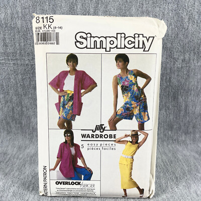 Simplicity 8115 Loose Top Jacket Pull On Pants Skirt Shorts Misses 8 14 Pattern