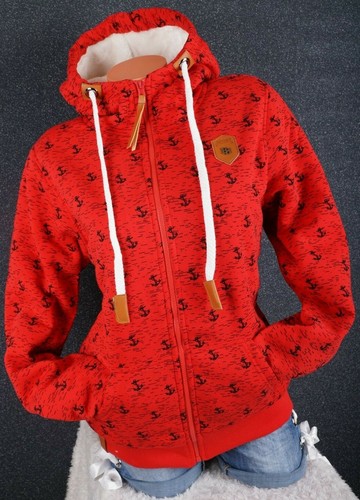 Damen Sweat Jacke Kapuze Hoodie Teddyfell gefüttert Futter Anker L XL 2XL 3XL - Bild 38 von 54