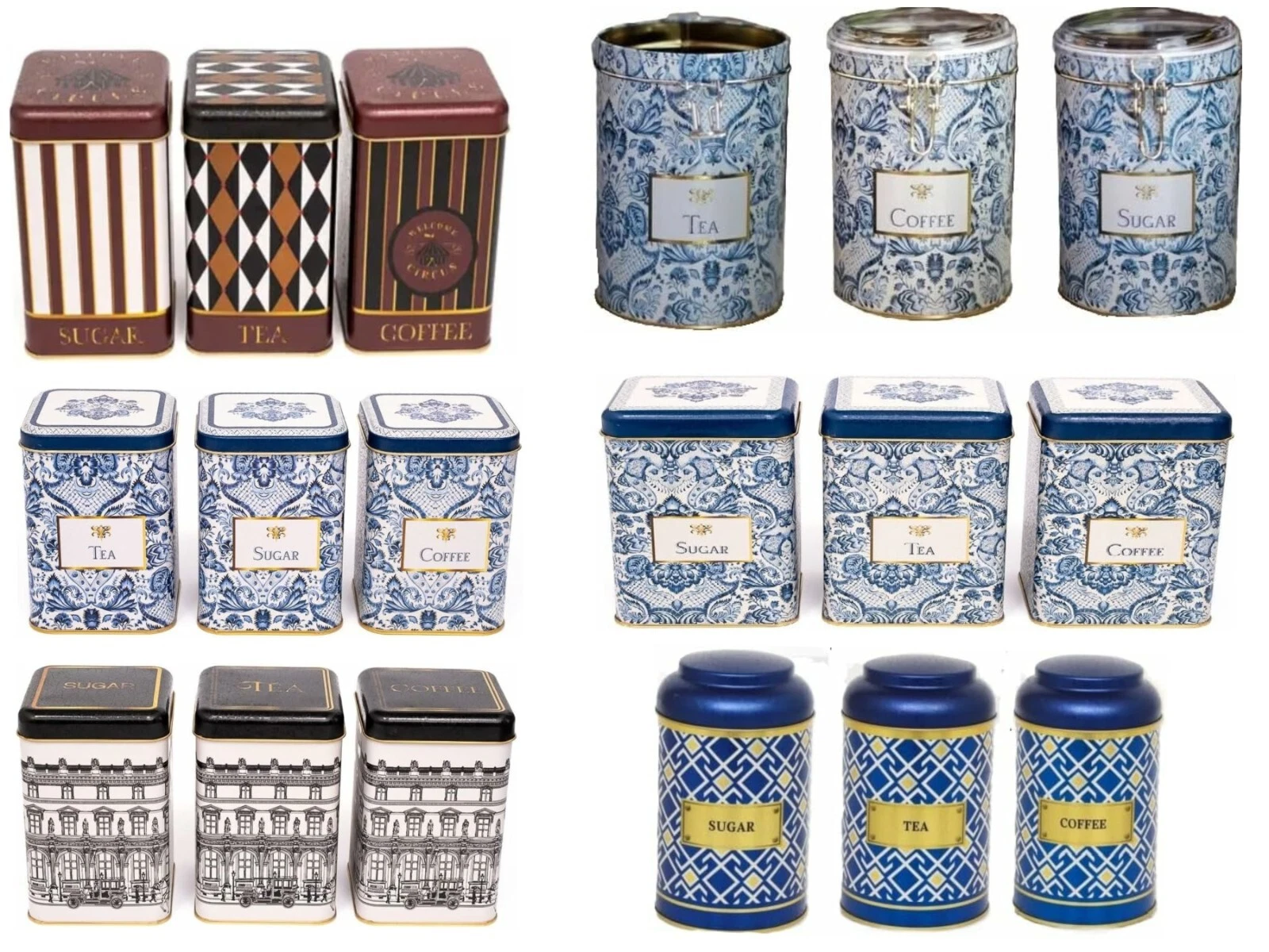 3pc Canister Set Tea Coffee Sugar Jar Modern Style Storage Pots Food Container