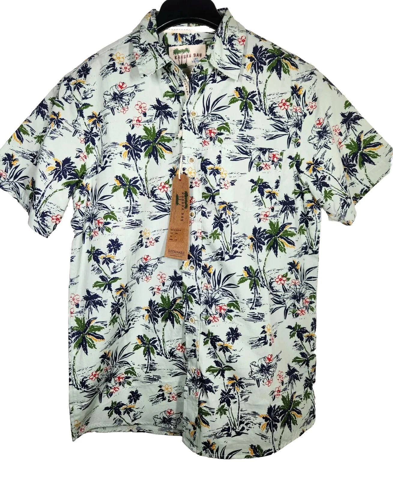 NWT $79 Visitor Men's Kahuna Bay Shortsleeve Island Floral Camp Shirt Size Small