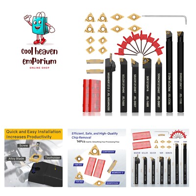 Indexable Lathe Turning Tool 21Pcs Kit 1/2'' 12mm Shank 7 Pcs Metal Lathe Too...
