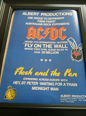 AC/DC Fly On The Wall Tour Promo Poster Ad Framed! Printed Once and ...
