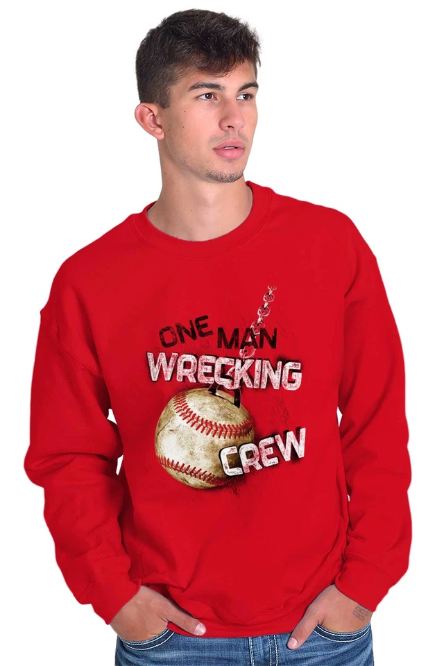 Sudadera pulóver de cuello redondo de béisbol deportivo atleta de un hombre Wrecking Crew para hombre Foto 3 de 4