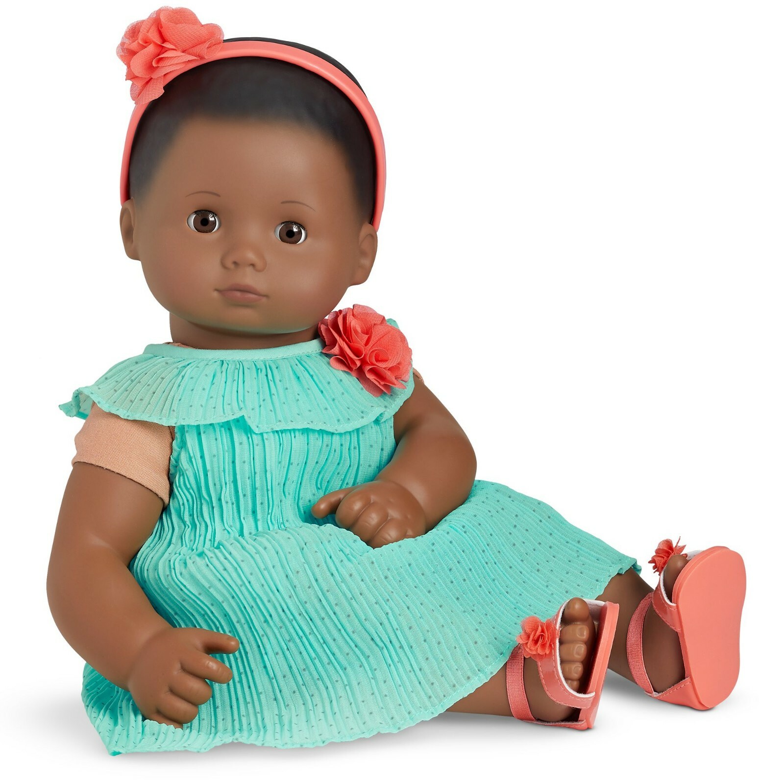 American Girl Bitty Baby for 15" Doll Dress Shoes Pleats & Petals Outfit Teal