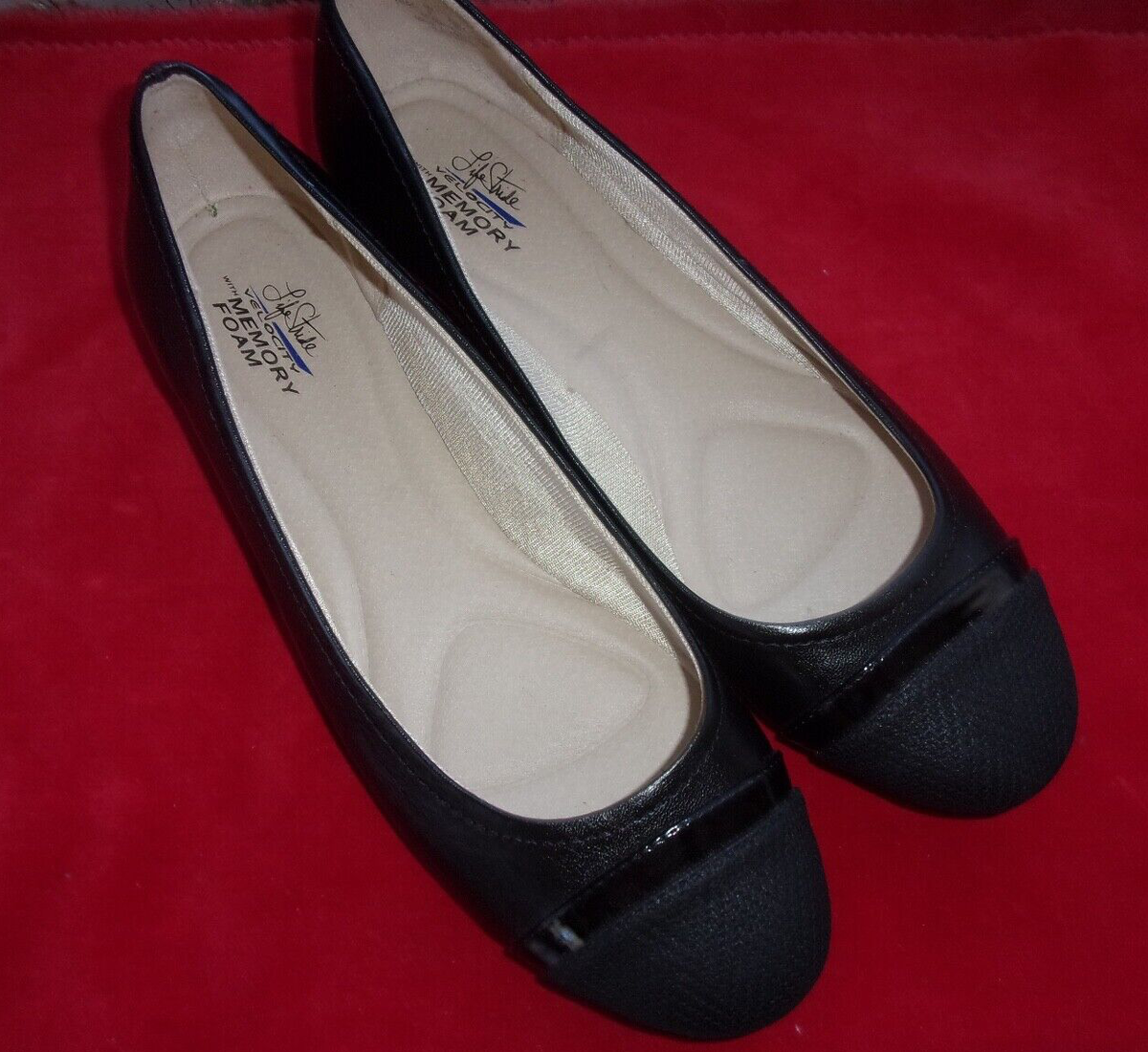 Life Stride PLAYFUL Velocity w/ Memory Foam black ballet flats sz 10M NWOT