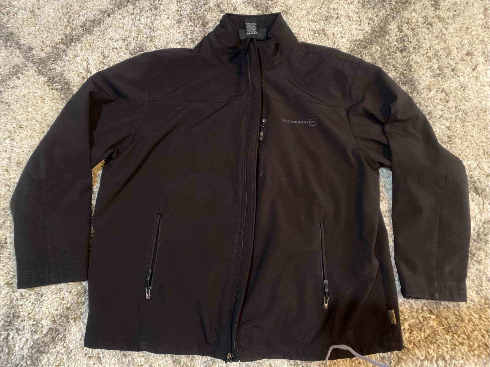 Free Country Mens Fleece Lined Softshell Jacket Coat Black 2XL