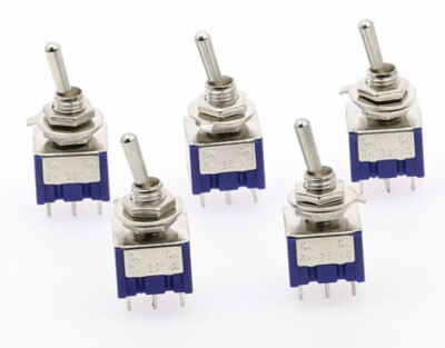 5x Mini-Kippschalter Ein/Aus/Ein, AN AUS AN, ON OFF ON Modellbau, LED, Micro NEU