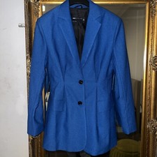 ASOS Design Uk 10 Longline Fitted Blue Tweed Blazer 