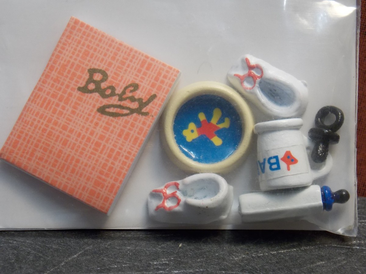 Dollhouse Miniature Baby Food Set Pink Bottle 1:12 In Scale D95 Dollys - Foto 5