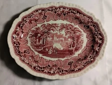 MASON'S VISTA • 11" PLATTER • Pink Red Ironstone • Transferware