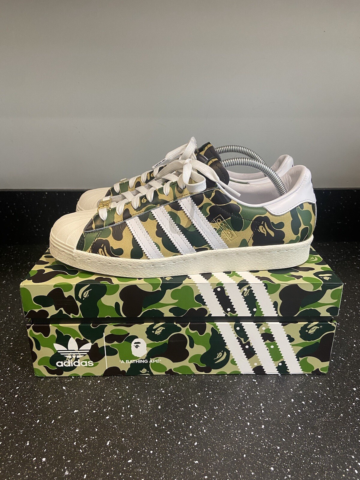 Adidas Superstar Bape ABC Camuflaje Verde UK8.5 US9 GZ8981 EN MUY BUENA CONDICIÓN Vendedor de confianza