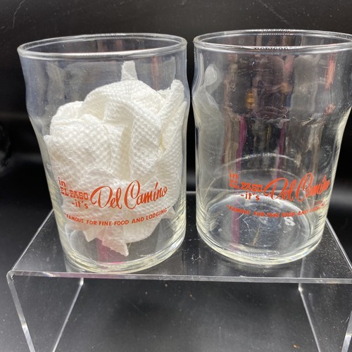 Vtg In El Paso It’s Del Camino Famous For Fine Food And Lodging Glasses 2 Lot