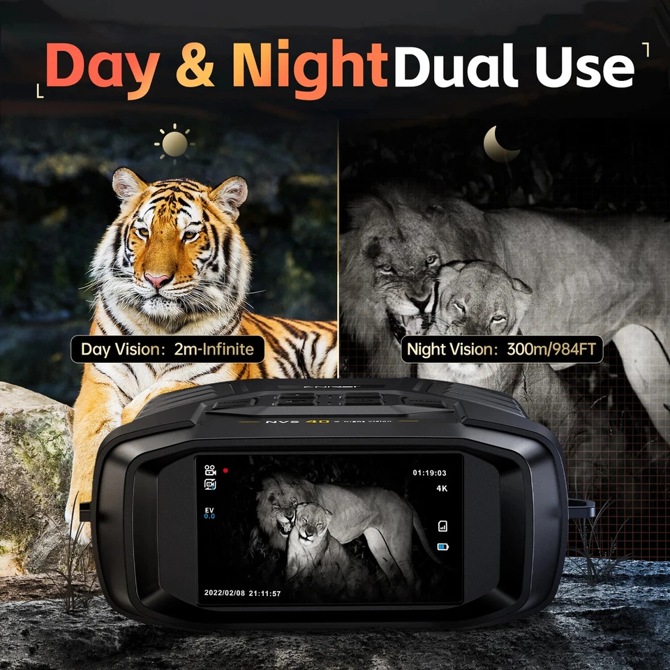 Fnirsi NVS40 IR 4K HD Binoculars NVG 7level 850nm 6X Digital Zoom 300m Day Night - Image 2 of 4