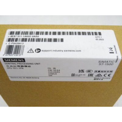 6ES7511-1AK02-0AB0 SIEMENS SIMATIC S7-1500 CPU 1511-1 PN Brand New!Spot Goods Zy