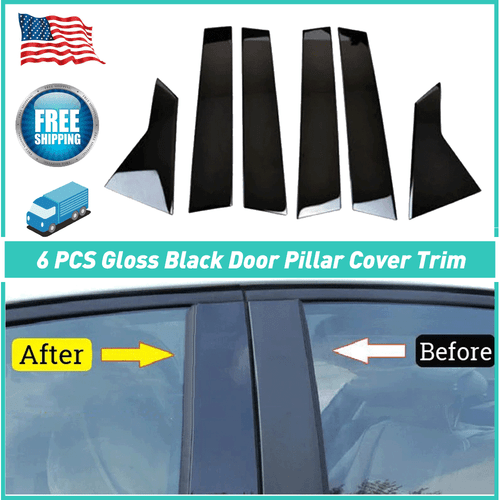 6Pcs For 2016-2022 Honda Civic Sedan Black Pillar Post Door Trim Kit Replacement