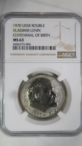 Russia USSR 1 Rouble Centennial of Lenin's Birth, 1970, NGC MS 63