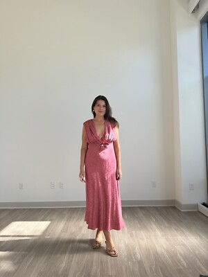 strapless open back dress SSYS The Palmer Puff Sleeve Drop Waist Brocade Dress In Pink
