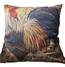 Throw Pillow 18x18 Inch Rooster French Script Zippered Pillow Form Included