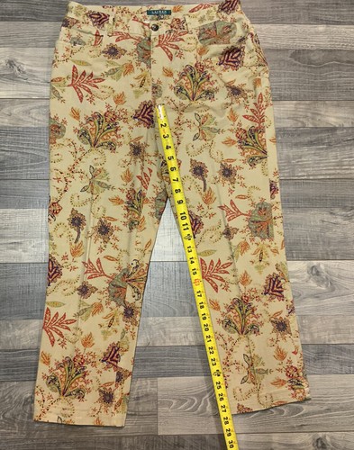 Lauren Ralph Lauren Paisley Print Pants Women Size 12 Stretch Chino - Picture 6 of 11