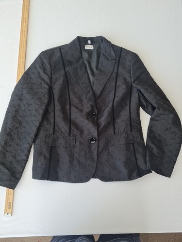 Ladies Jacket Lebek Collection Size 16 Black Mock Pockets 28805