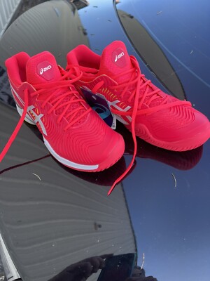 Size 8- Women's Asics Court FF 2 - Pink/White/Yellow BRAND NEW
